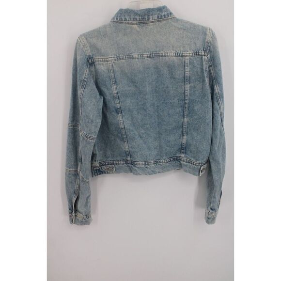 FREE PEOPLE DISTRESSED DESTROYED Denim Jacket Women's Size XS Light Indigo - Picture 8 of 12